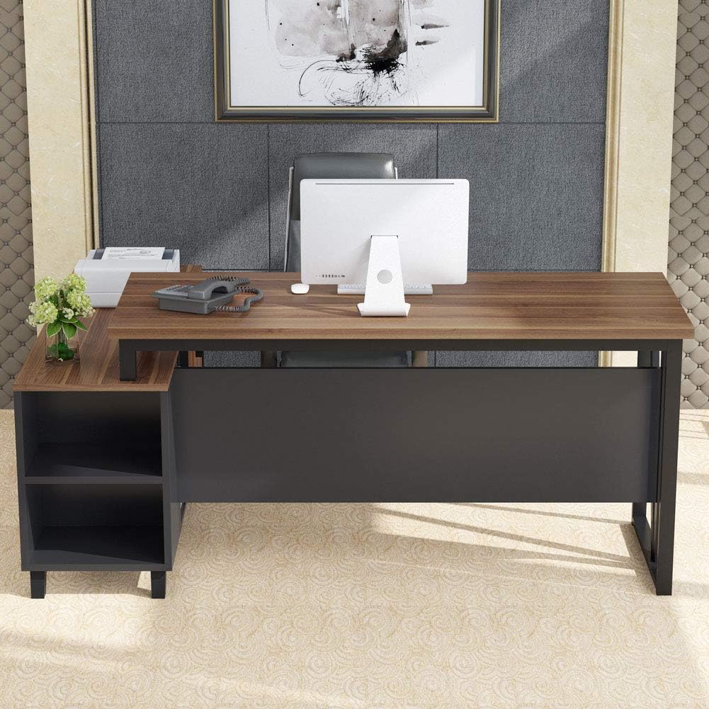L-Shaped Desk with File Cabinet Storage O93545