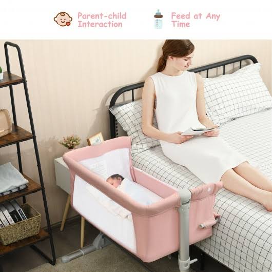 Pink Portable Baby Bassinet with Carrying Bag Y6809