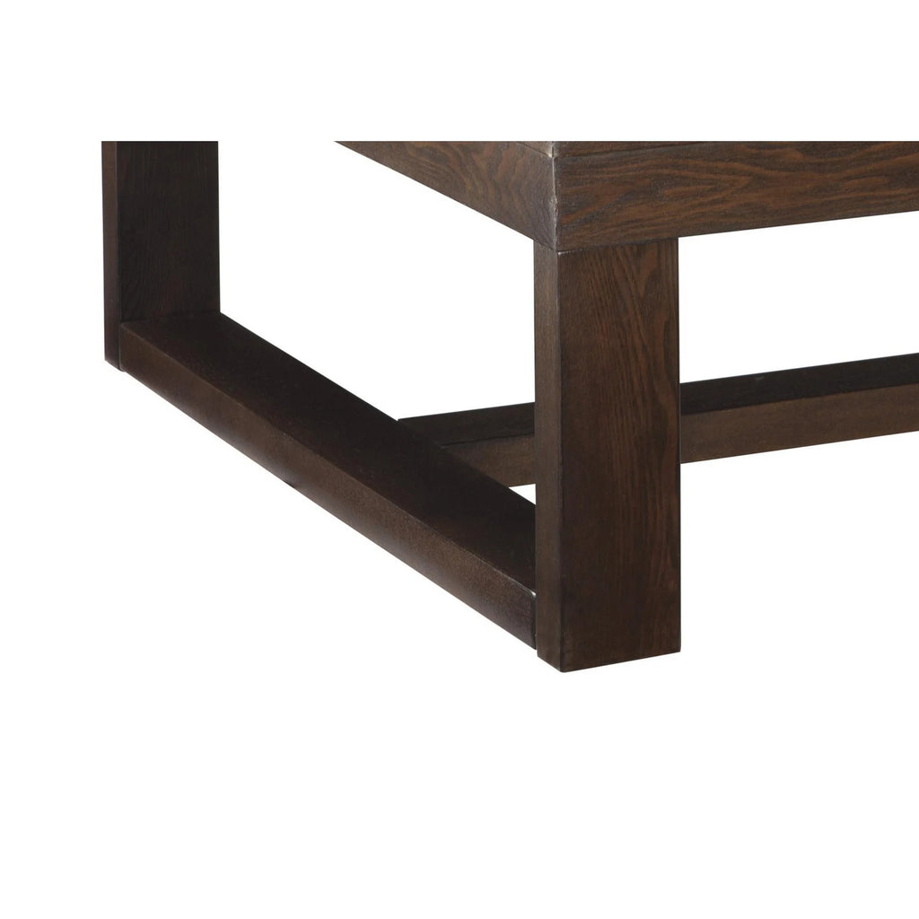 Dark Brown Wooden Frame Cocktail Table with Trestle Base U399