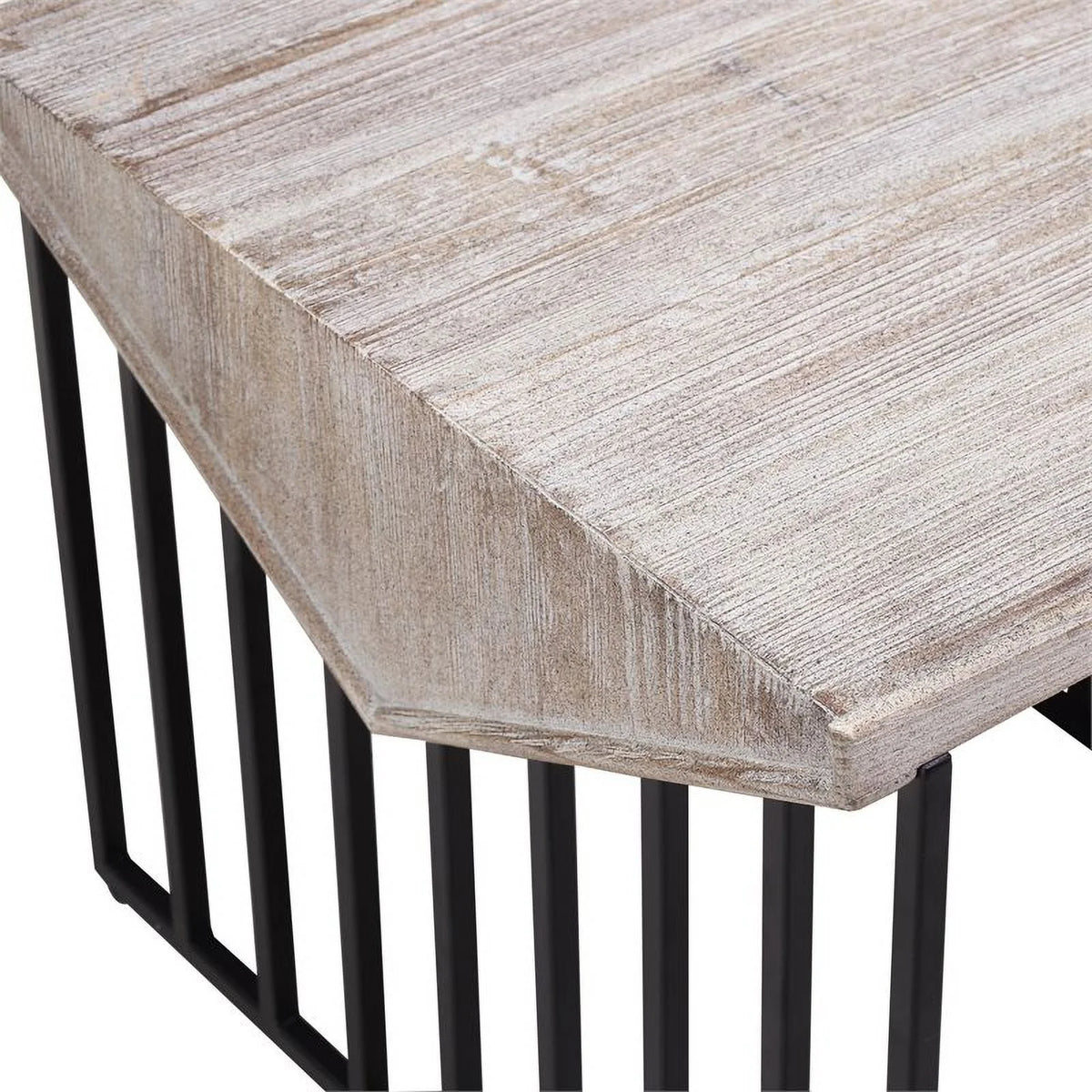 Large Wood Top & Metal Base End Table Set of 2 T6160