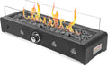 28 Inch Tabletop Gas Fire Pit with Glass Wind Guard and Lava Rock D2745
