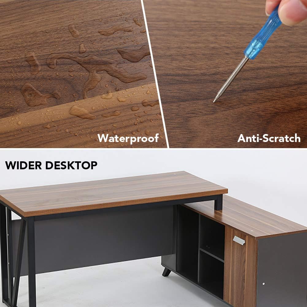 L-Shaped Desk with File Cabinet Storage O93545