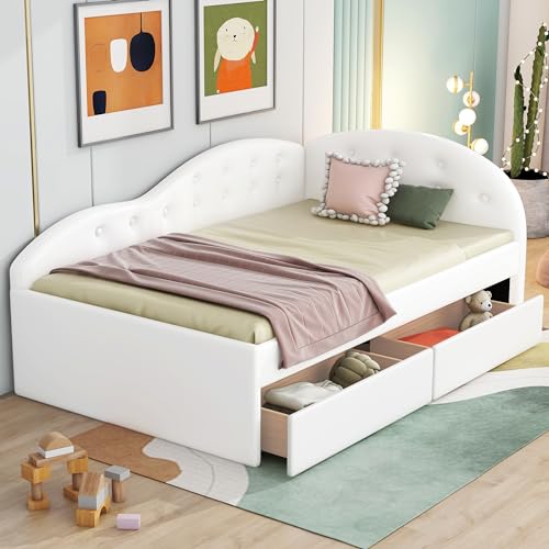 Gray Velvet Twin Size Daybed with Storage Drawers D7703