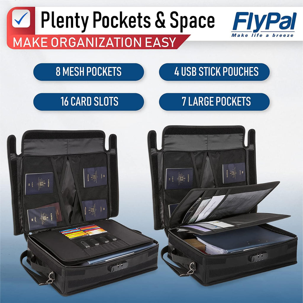 Fireproof Document Organizer Bag with Lock, 3-Layer File Storage Box with Dividers, Waterproof Collapsible File Holder R601133