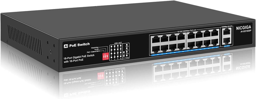 16 Port PoE Switch with 2 Gigabit Uplink I741725