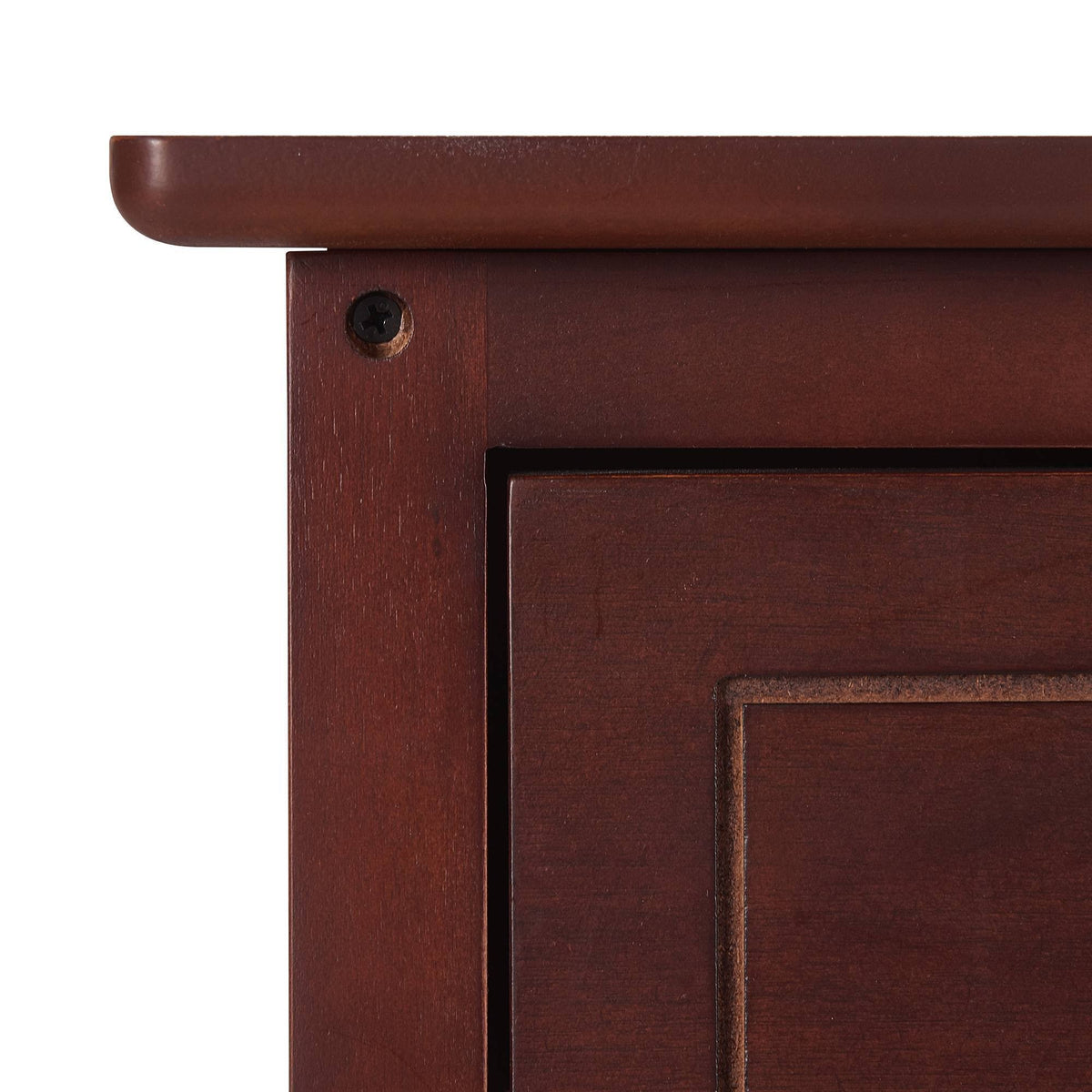 Walnut Side Table with Drawer and Storage Cabinet O892403