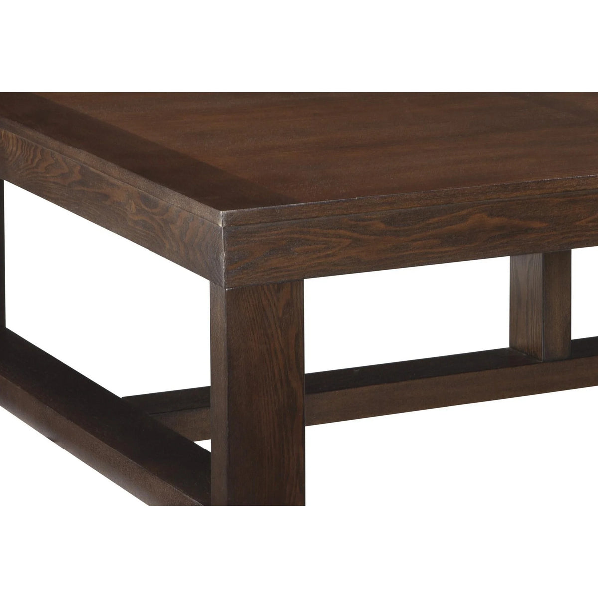 Dark Brown Wooden Frame Cocktail Table with Trestle Base U399
