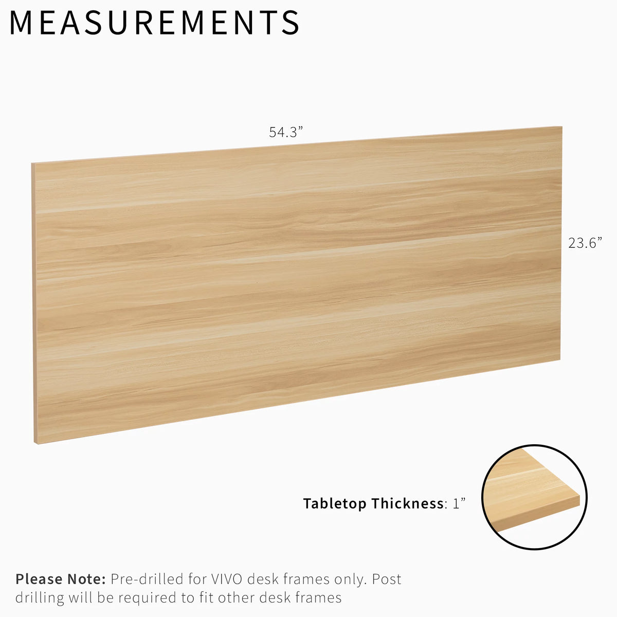 Light Wood 55" x 24" Square Corner Table Top S687370