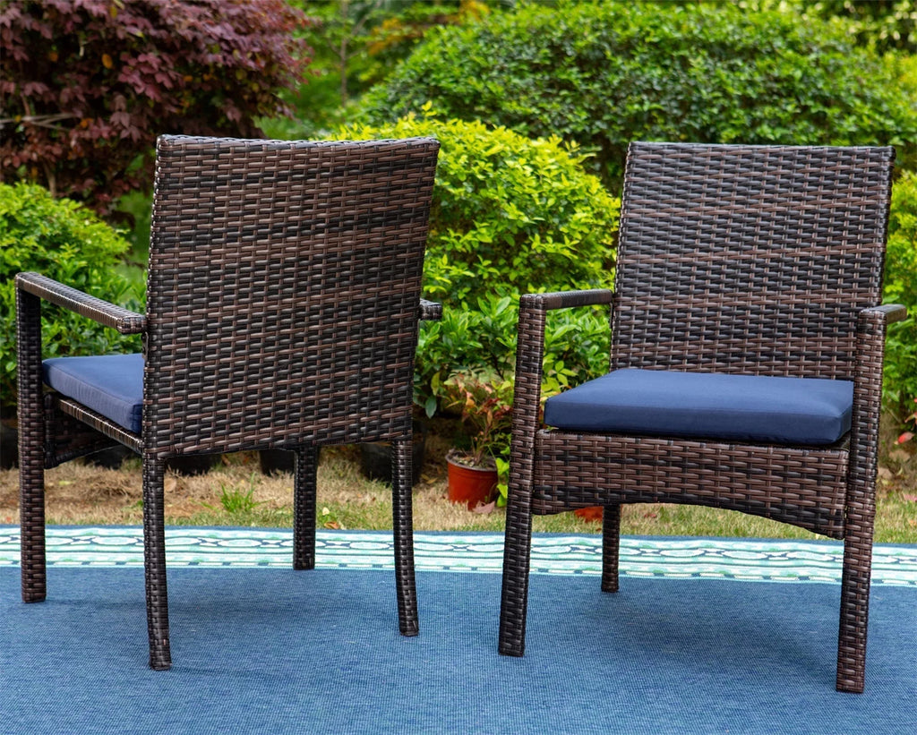 7-Piece Outdoor Patio Dining Set with Metal Table and 6 Rattan Cushioned Chairs R280339