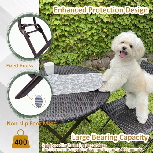 3 Pieces PE Wicker Rattan Folding Bistro Set V45002