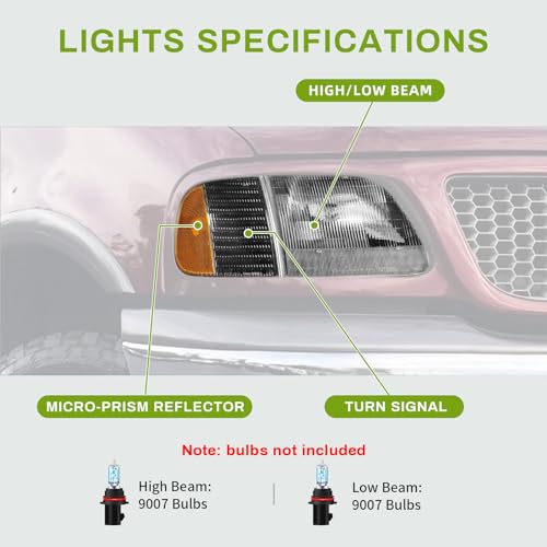 LED Tube Headlights Assembly with Black Housing Clear Reflector Pair R26612