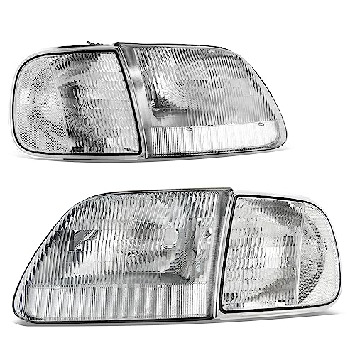 LED Tube Headlights Assembly with Black Housing Clear Reflector Pair R26612