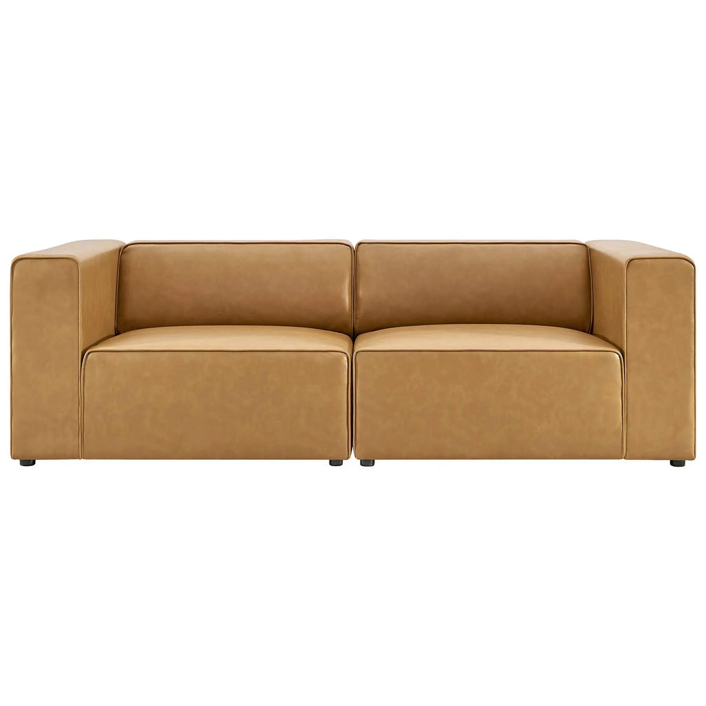 Tan Vegan Leather 2-Piece Sectional Sofa D16042