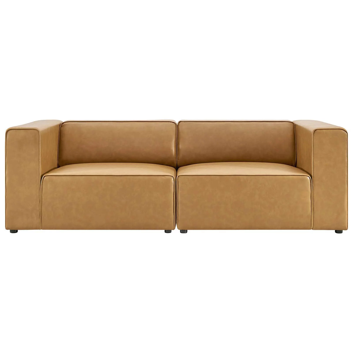 Tan Vegan Leather 2-Piece Sectional Sofa D16042