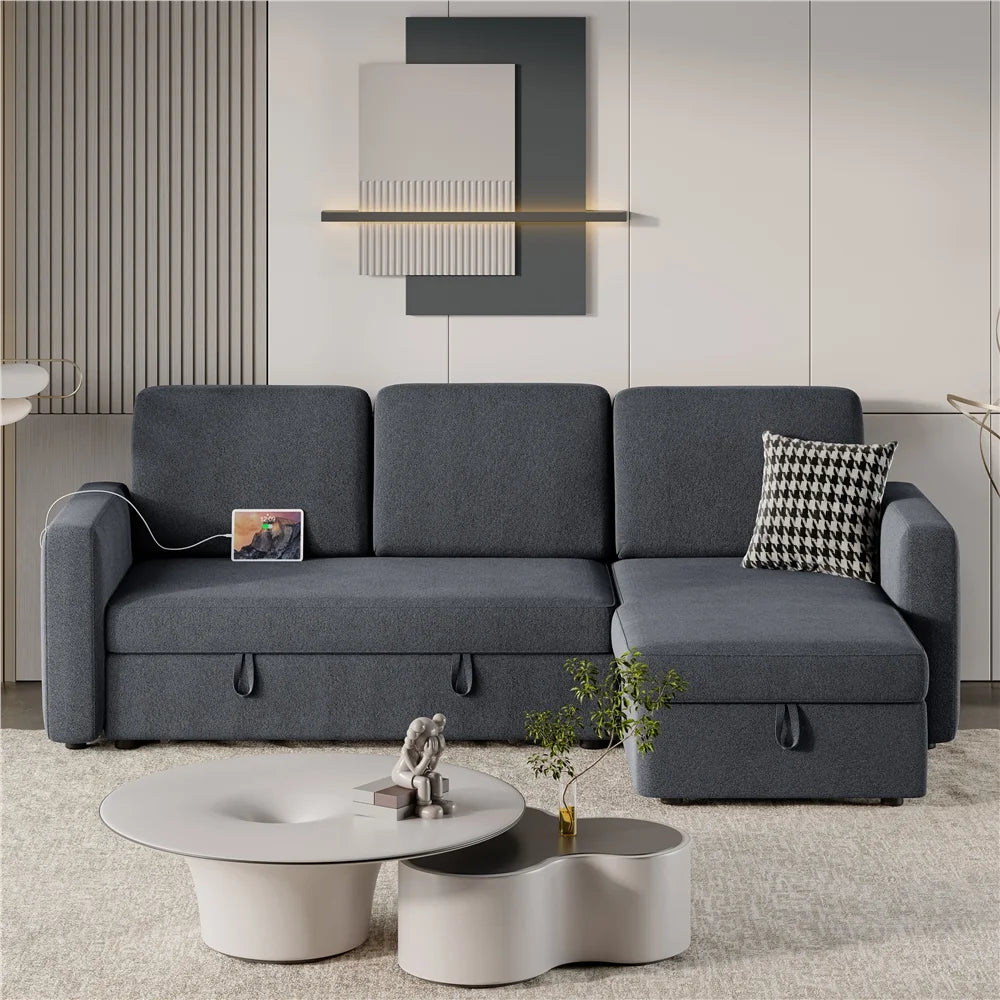 Light Gray Reversible Sleeper Sofa Z9445