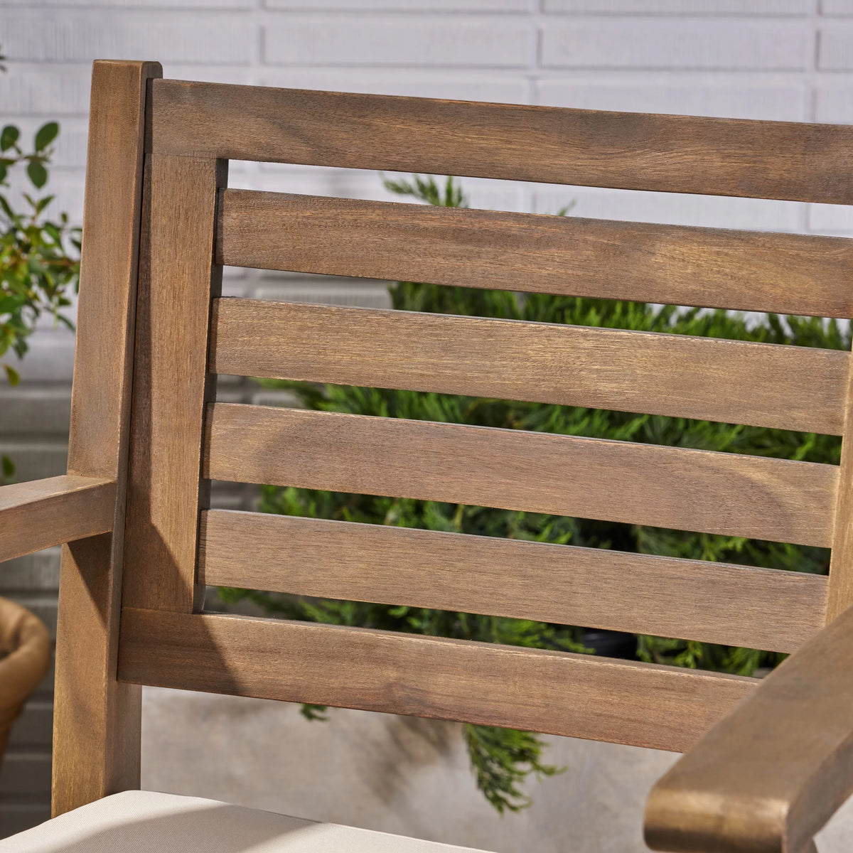 Acacia Wood Outdoor Barstool with Cushion Q5958