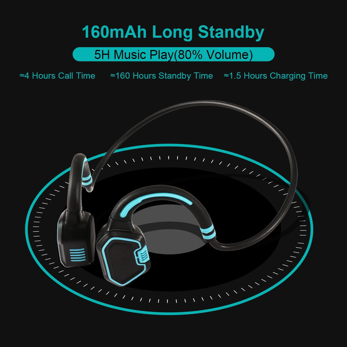 Bone Conduction Waterproof IPX8 Open Ear Headphones with 16G Memory, Pack of 2 G81428