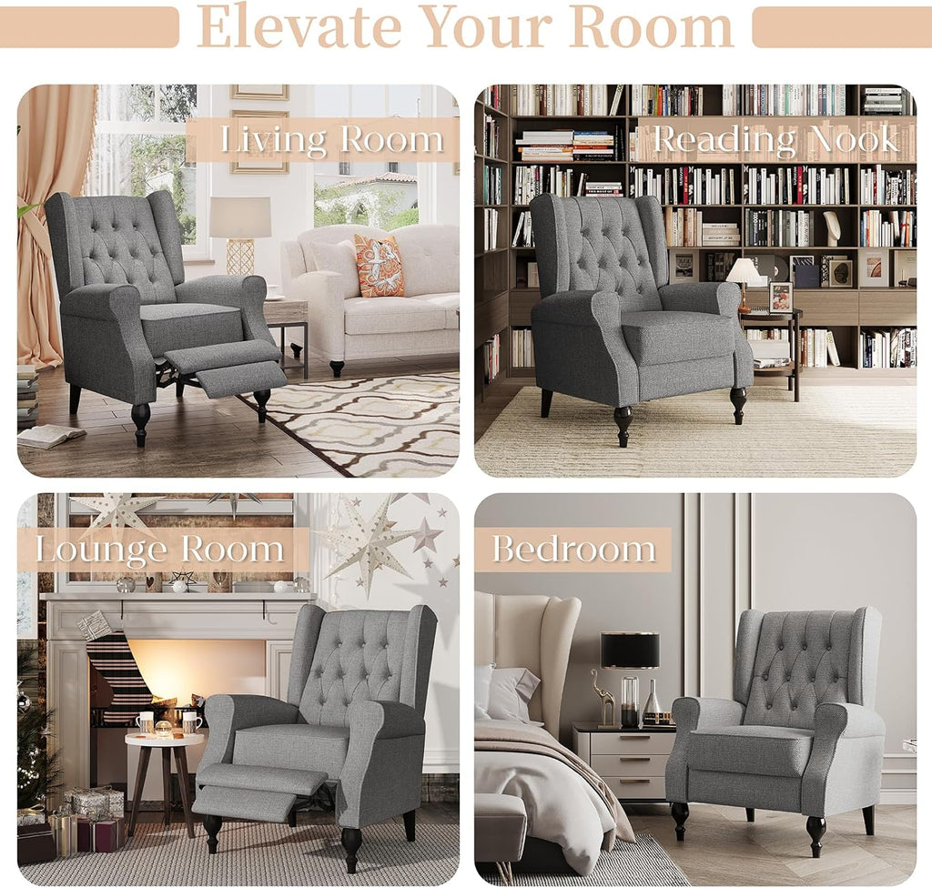 Dark Gray High Back Upholstered Recliner Chair U922003
