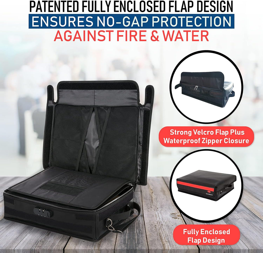 Fireproof Document Organizer Bag with Lock, 3-Layer File Storage Box with Dividers, Waterproof Collapsible File Holder R601133