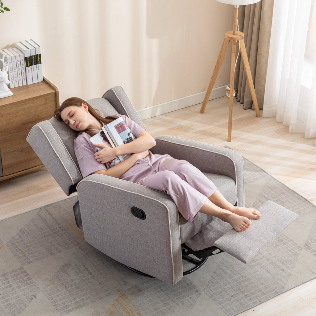 Gray Manual Swivel Rocker Recliner Chair Z9391