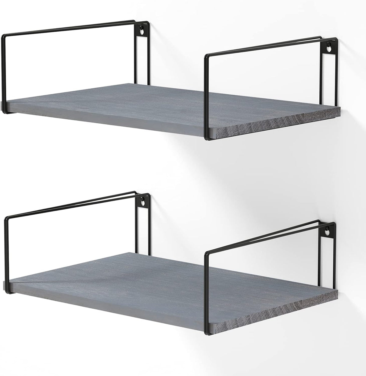 Weathered Grey Wood Wall Shelves Set of 2 E16252