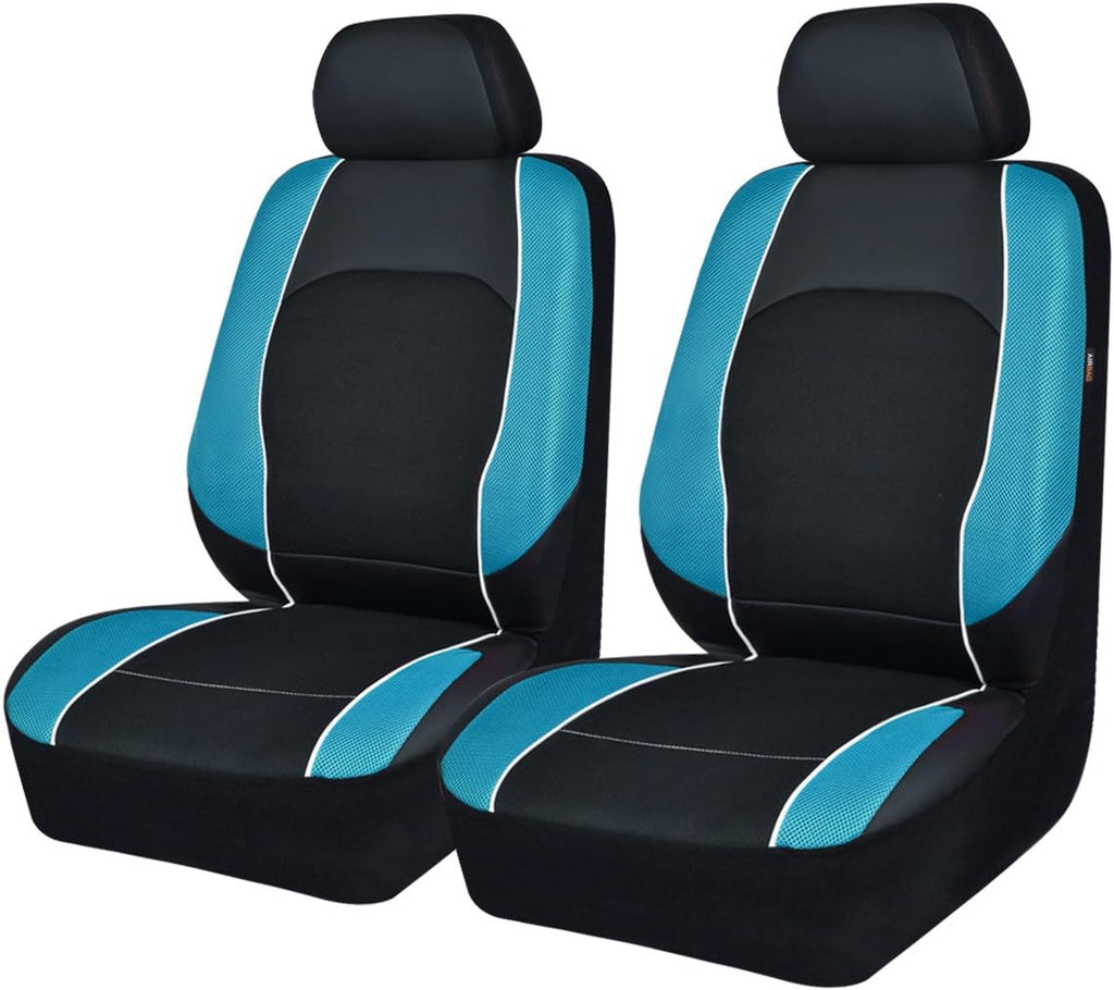 Faux Leather Car Seat Covers Full Set 11PCS Turquoise Blue E564414
