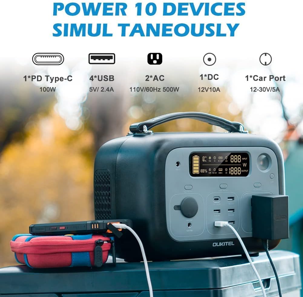 Portable Power Station 505Wh 500W AC Outlet E6148