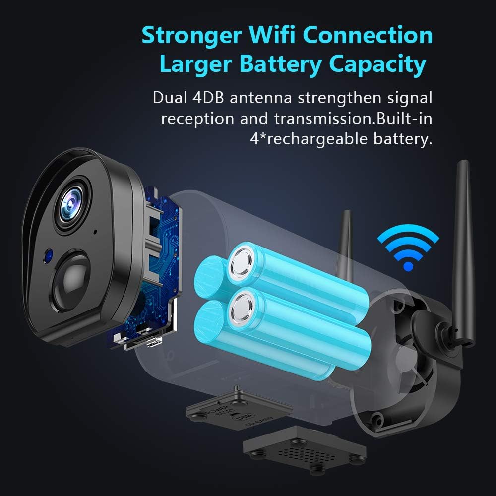 Wireless WiFi Security Camera, Rechargeable Battery Powered, 2PCS C4669