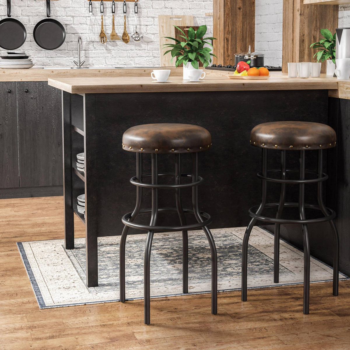 Rustic Bronze Counter Barstools Set of 2 S753