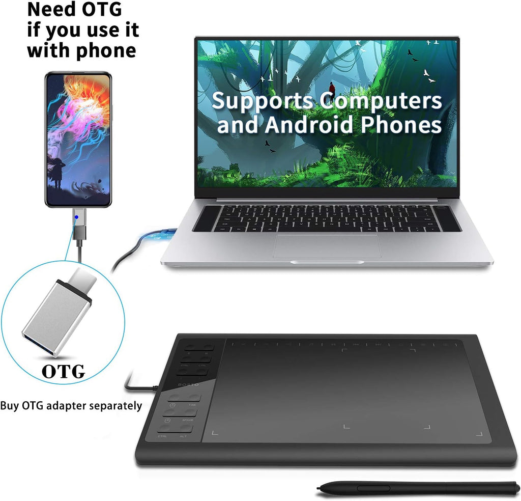 Drawing Tablet 10 X 6 Inches with Pressure Sensitive Stylus Pack of 2 O353085