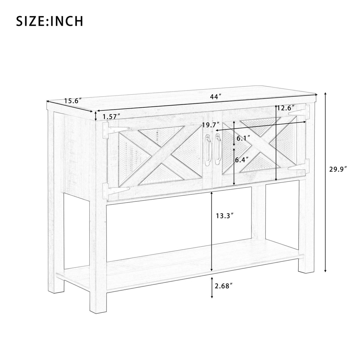 44x22 TV Stand Console with Storage and Shelf W4971