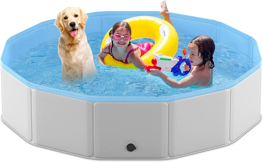 Foldable Collapsible Hard Plastic PVC Dog Pool 71 Inches U489936