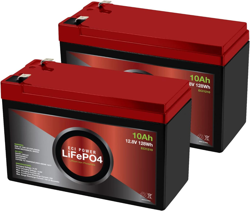 12V 10Ah Lithium LiFePO4 Deep Cycle Rechargeable Battery 2 Pack M9691