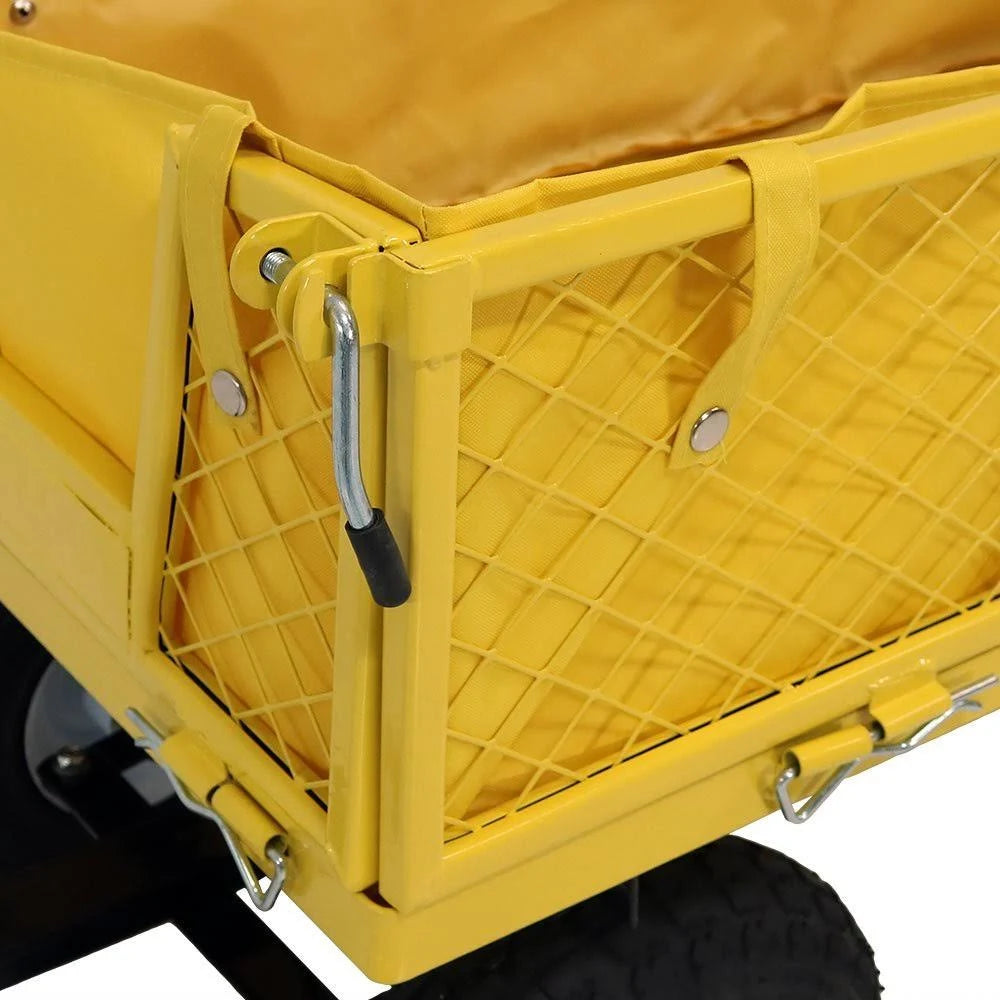 Yellow Utility Cart with Folding Sides and Liner Set L89078