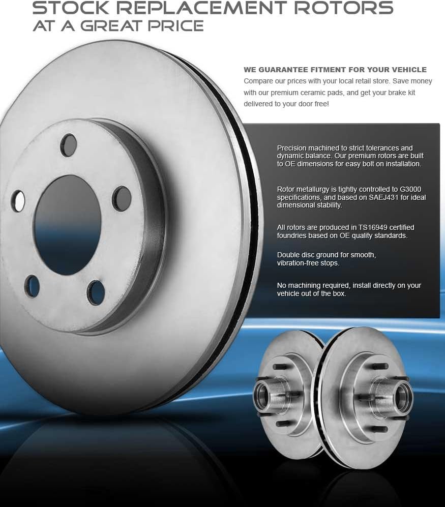 Front 330mm + Rear 345mm 6 Lug Brake Rotors + Ceramic Pads + Clips W9012