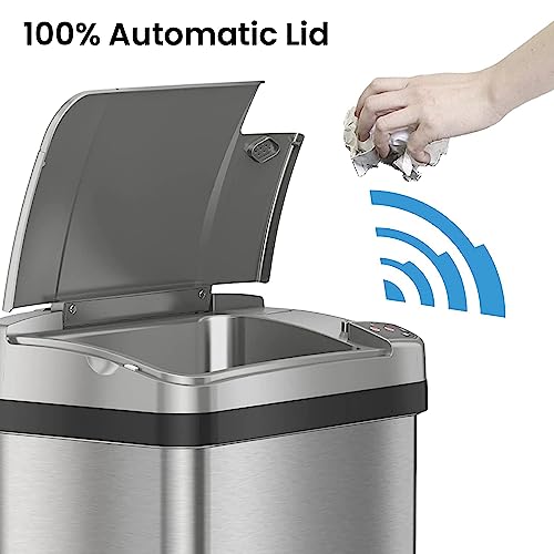 13 Gallon Stainless Steel Trash Can with AC Adapter and Odor Filter Z836