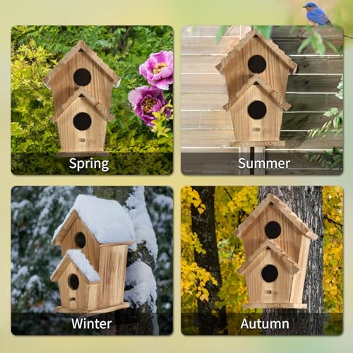 2 Hole Wooden Outdoor Bird House N467404