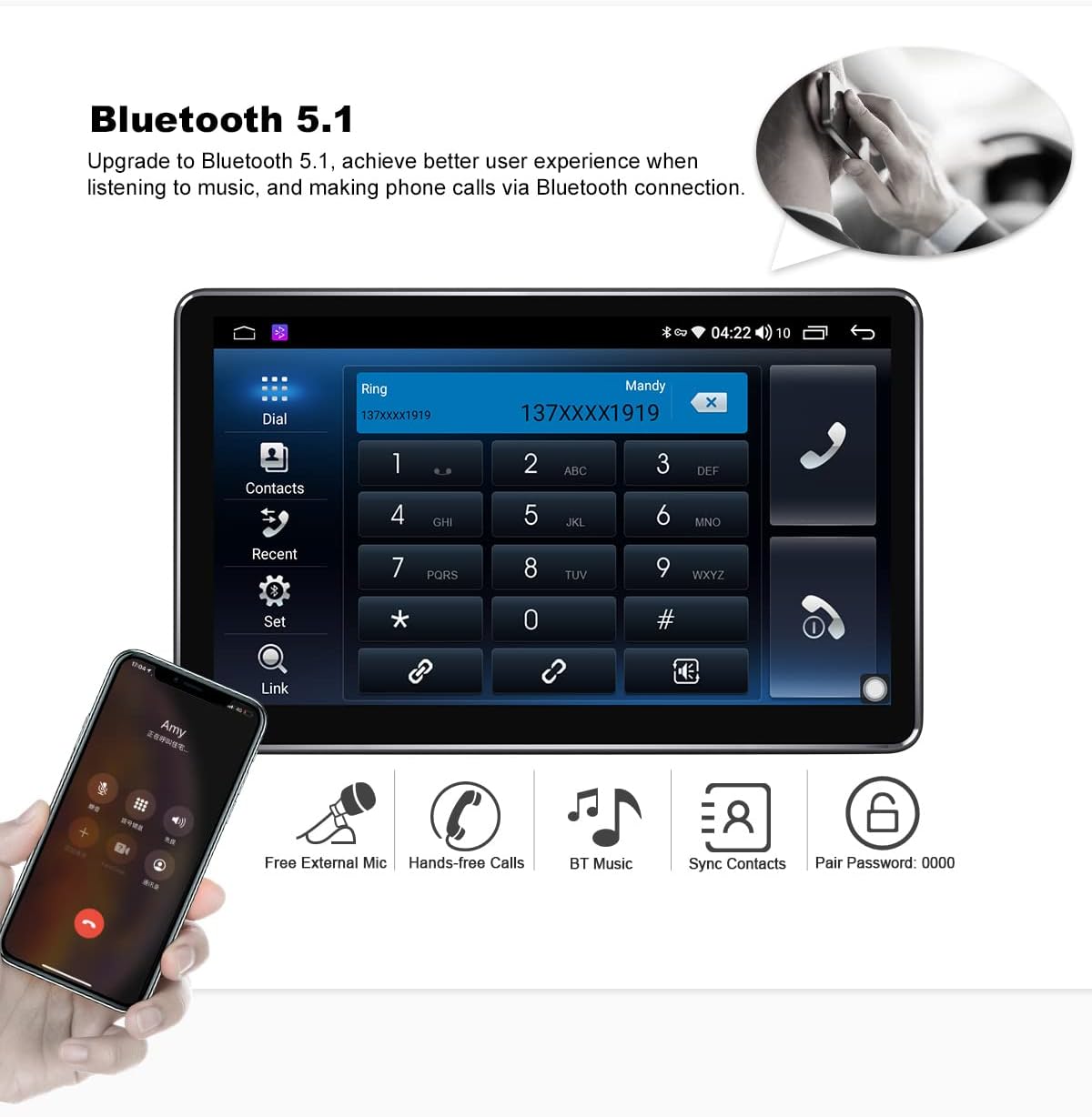 10.5 Inch Single Din Android Car Radio with Detachable Touch Display V59566