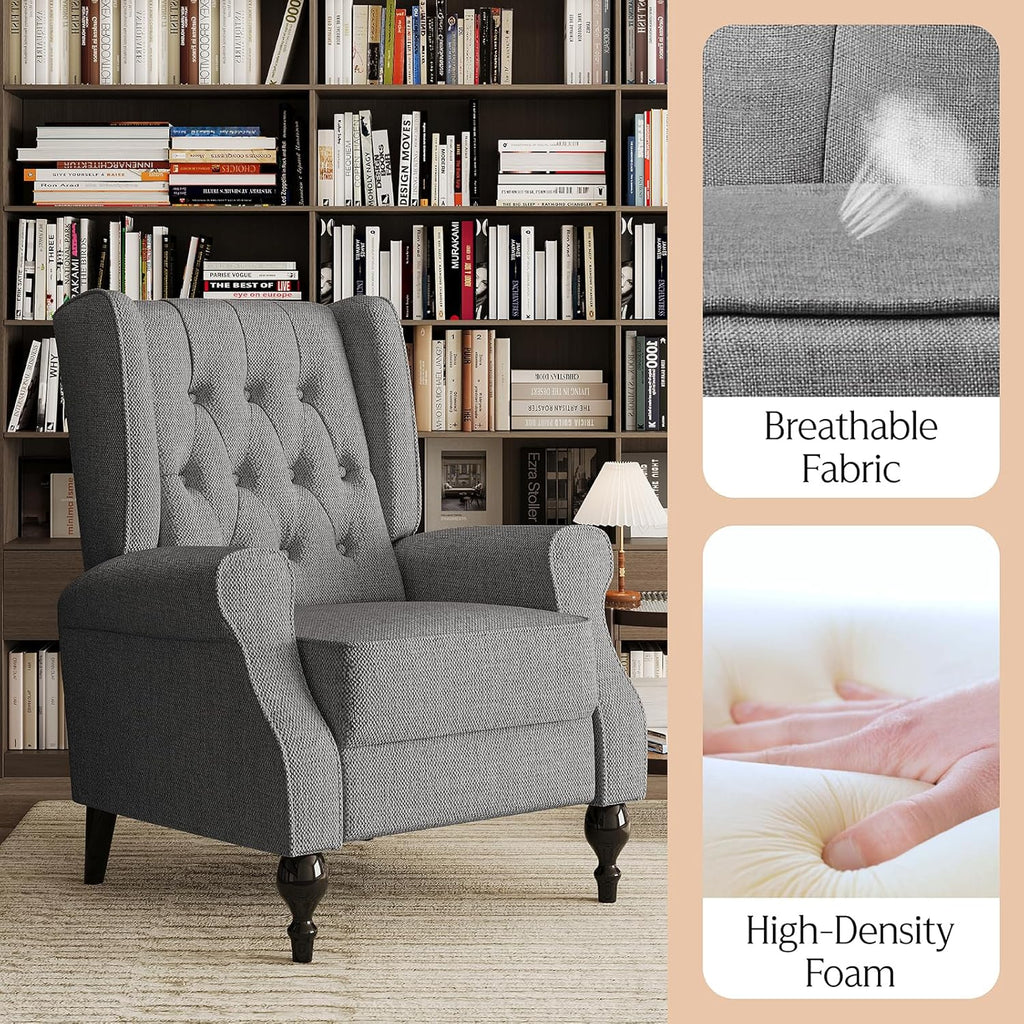 Dark Gray High Back Upholstered Recliner Chair U922003
