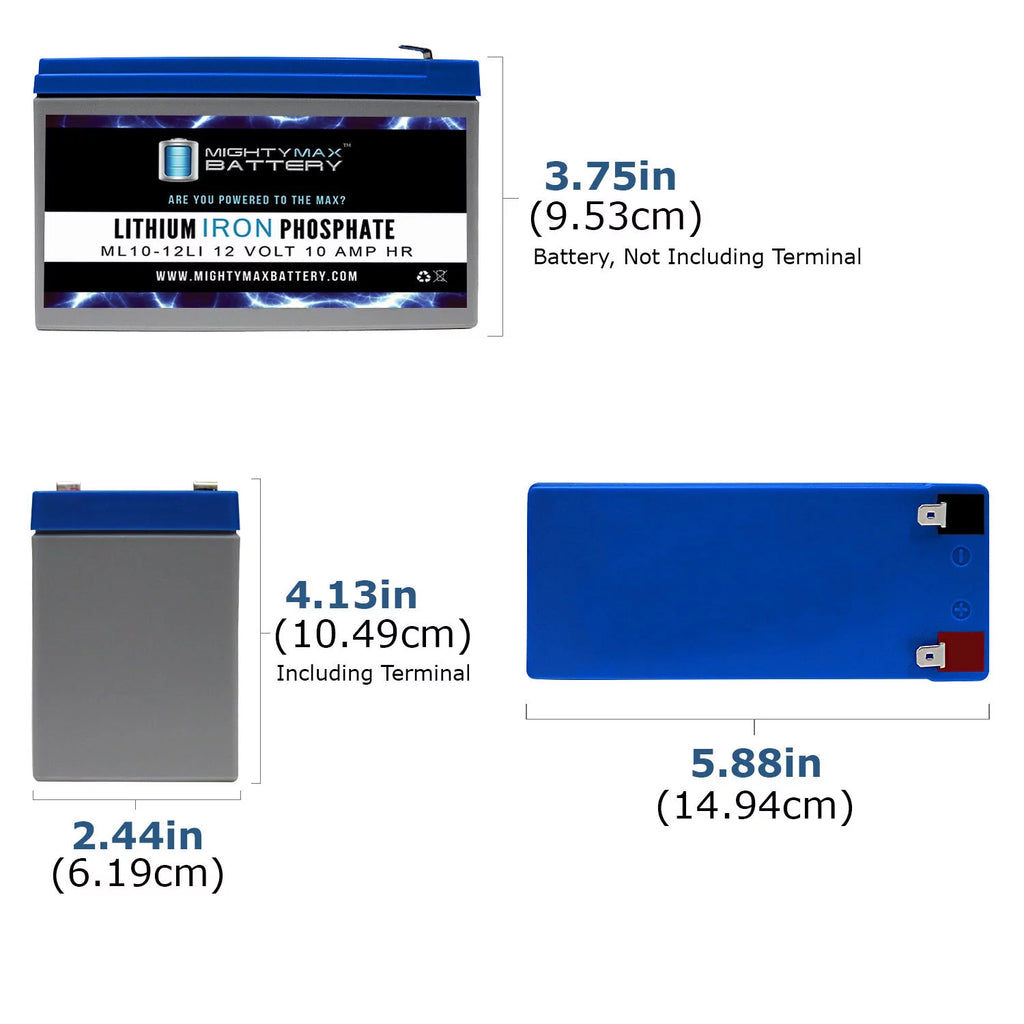 12V 10AH Lithium Replacement Battery - 2 Pack V977353