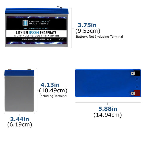 12V 10AH Lithium Replacement Battery - 2 Pack V977353