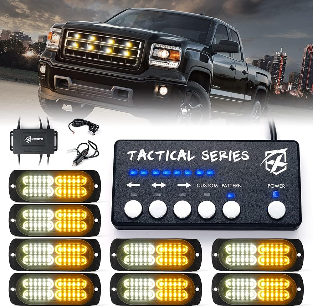 Amber White Surface Mount Strobe Lights Kit 4PCS J5442