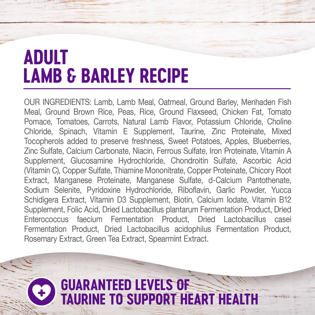 Natural Dry Dog Food, Lamb & Barley, 30-Pound Bag T557853