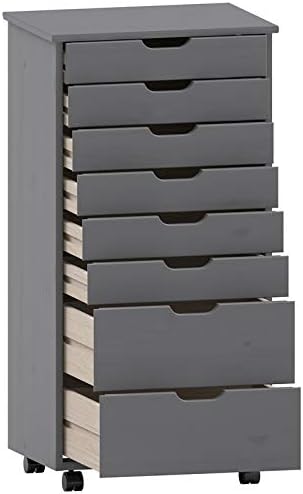 Gray Eight Drawer Wood Rolling Storage Cart O479278