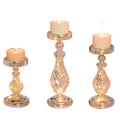 Set of 3 Gold LED Lighted Pillar Candle Holders H144
