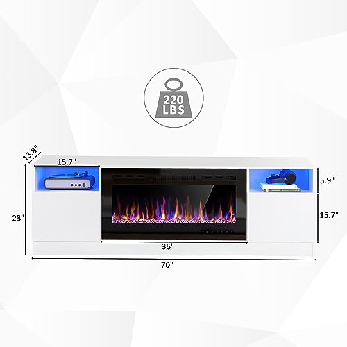 Black 70" Fireplace TV Stand with 36" Electric Fireplace X320