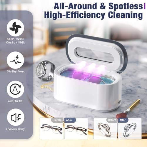 Ultrasonic Jewelry Cleaner, 48Khz 30W Portable with Digital Timer, 12OZ J874051