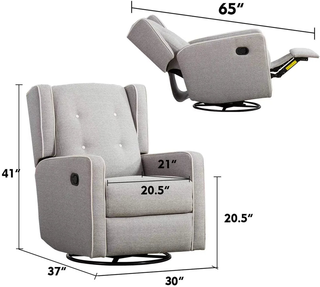 Gray Manual Swivel Rocker Recliner Chair Z9391