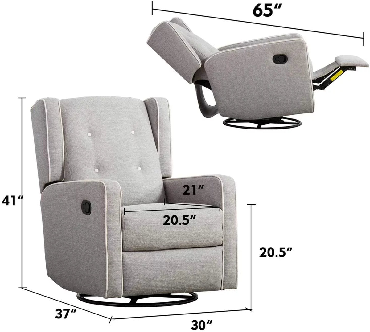 Gray Manual Swivel Rocker Recliner Chair Z9391