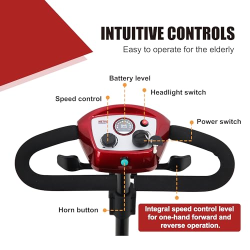 Red Folding 4 Wheel Electric Mobility Scooter with Storage Box U374